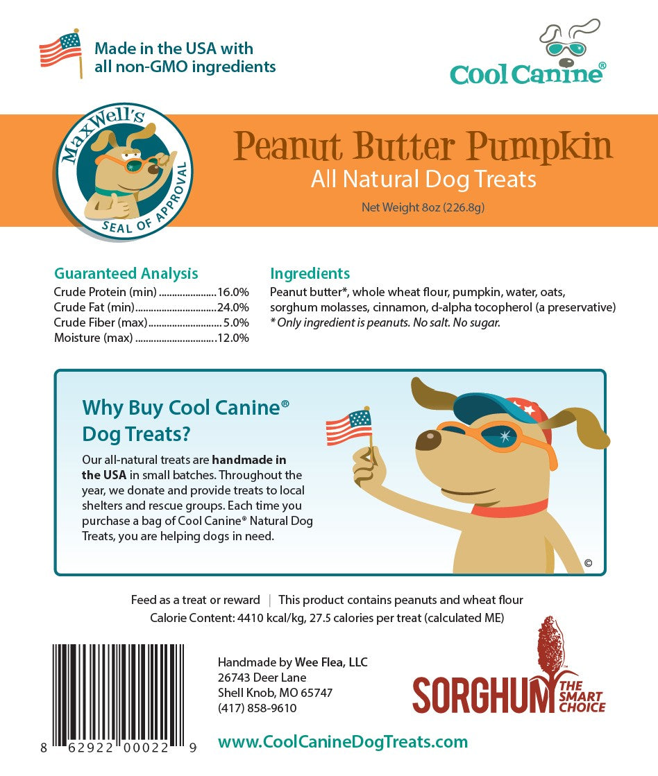 CC Peanut Butter Pumpkin Dog Treats-8oz